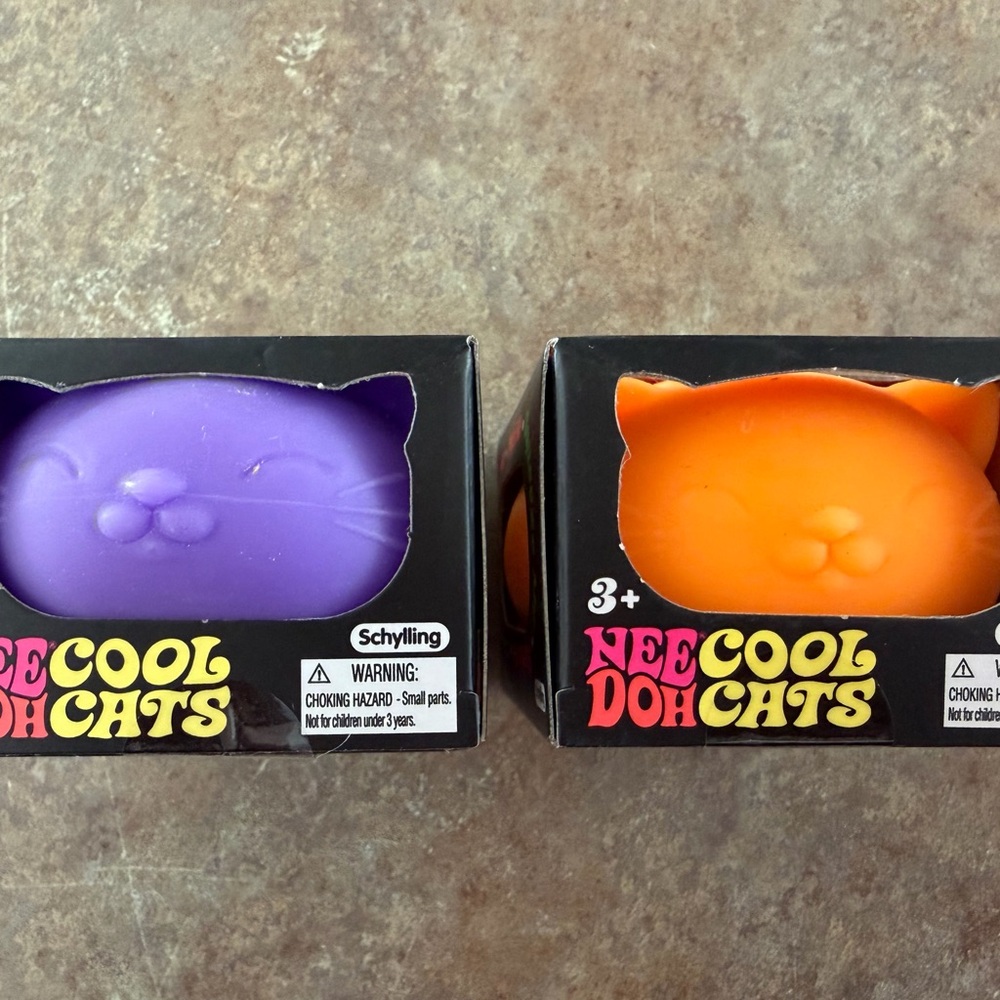 NeeDoh Cats Stress Toy (2 pack) purple & orange